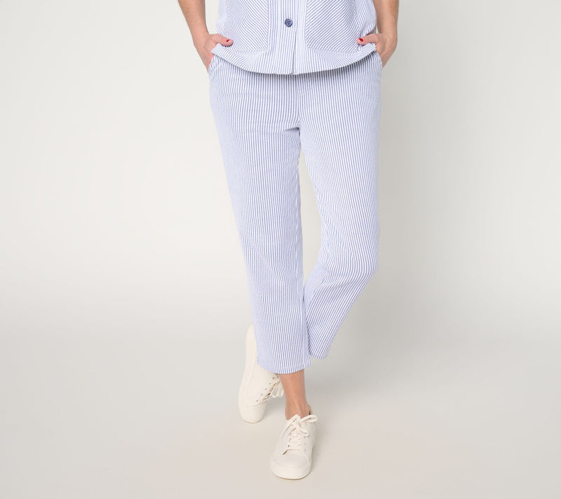 Denim & Co. Regular Knit Seersucker Pull-On Crop Pants — View 12