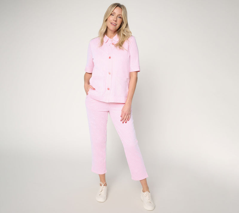 Denim & Co. Regular Knit Seersucker Pull-On Crop Pants — View 5