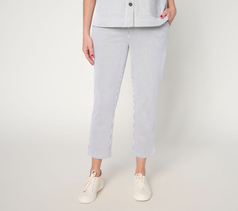 Denim & Co. Regular Knit Seersucker Pull-On Crop Pants — View 13