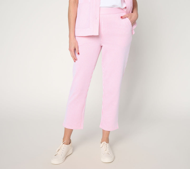 Denim & Co. Petite Knit Seersucker Pull-On Crop Pants — View 11