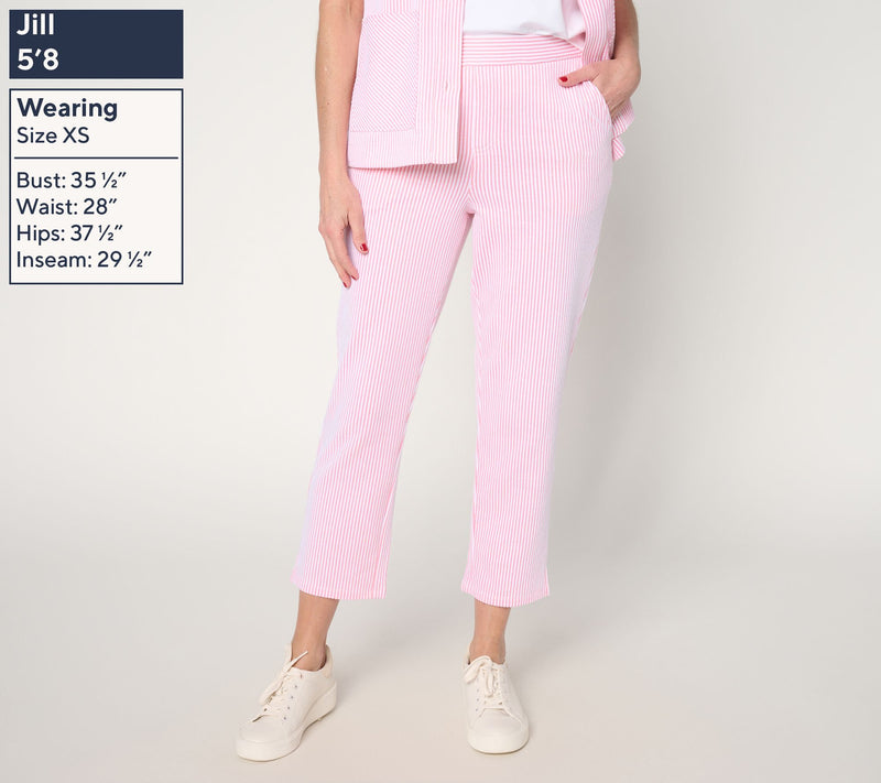 Denim & Co. Petite Knit Seersucker Pull-On Crop Pants — View 3