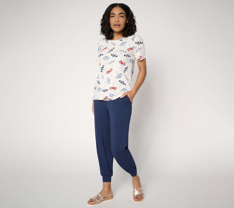 Anybody Regular Cozy Knit Printed Tee & Jogger Set — View 7