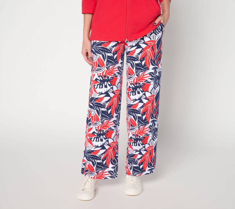 Denim & Co. Beach Jersey Regular Print or Solid Wide Leg Pants — Main view