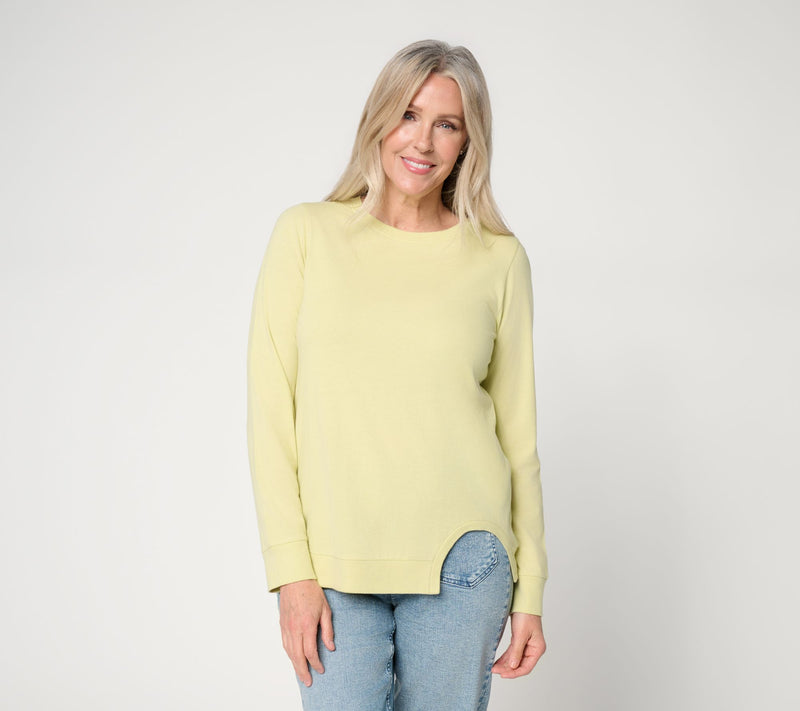 Peace Love World Crew Neck Tunic with Cutout Hem — View 5
