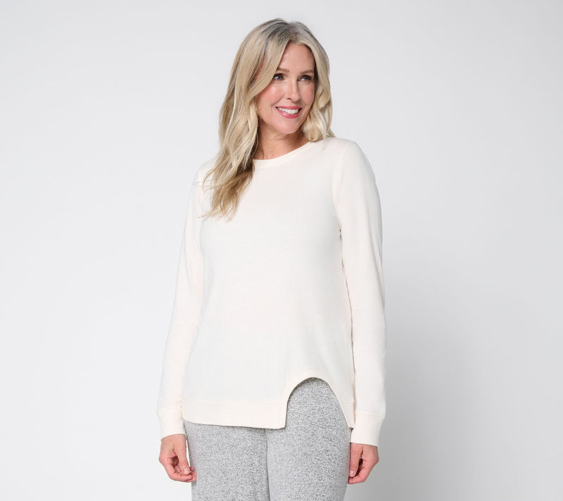 Peace Love World Crew Neck Tunic with Cutout Hem — View 9