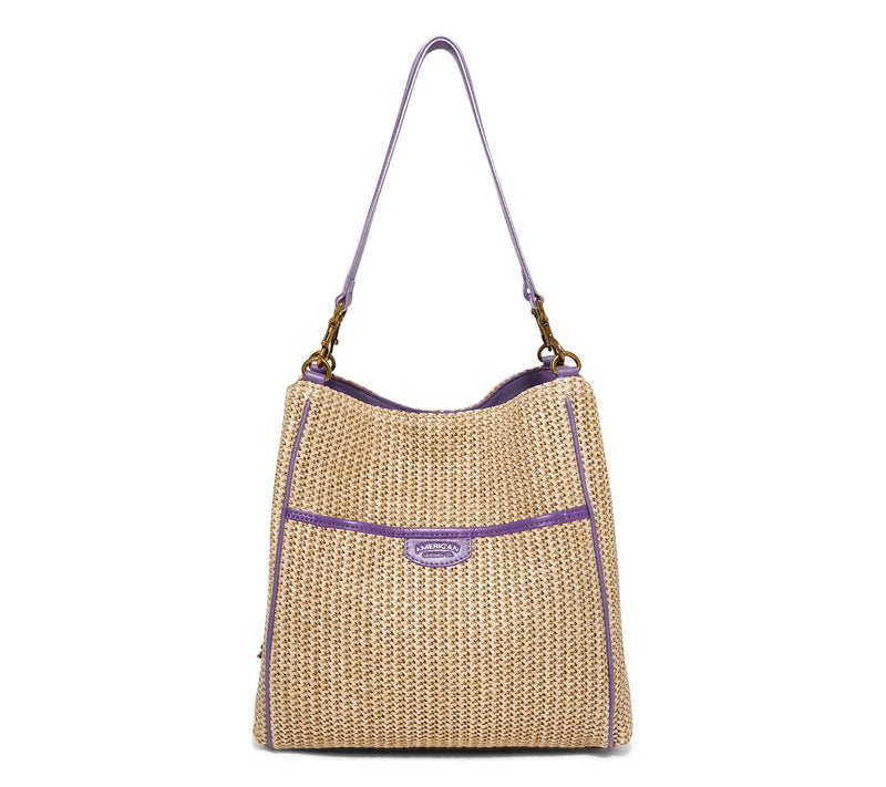American Leather Co. Austin Triple Entry Raffia Bucket Bag — View 13