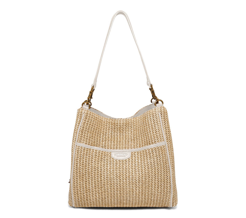 American Leather Co. Austin Triple Entry Raffia Bucket Bag — View 7