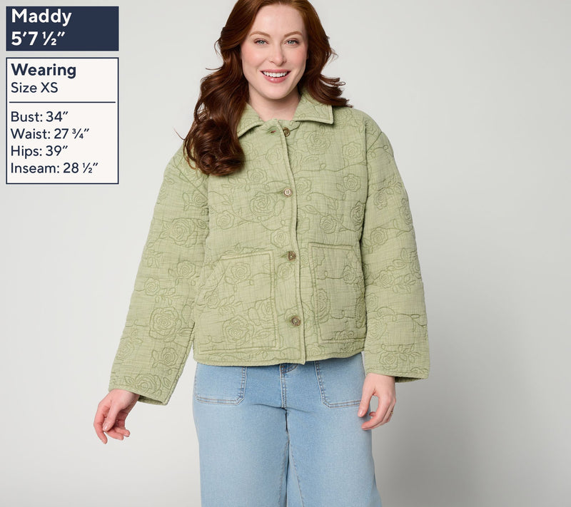 Me by Jennie Garth 100% Cotton Embroidered Novelty Jacket — View 2