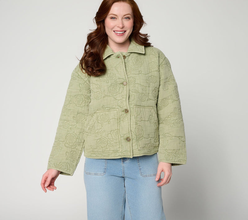 Me by Jennie Garth 100% Cotton Embroidered Novelty Jacket — Main view