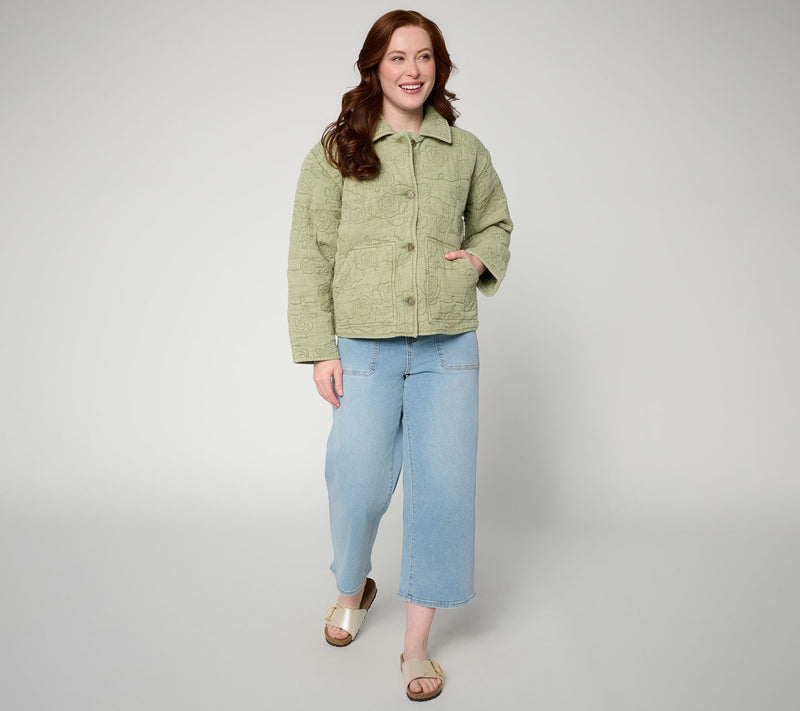 Me by Jennie Garth 100% Cotton Embroidered Novelty Jacket — View 4