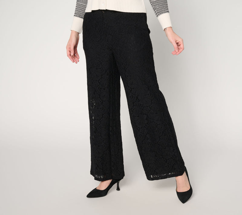 BEAUTIFUL by Lawrence Zarian Petite Wide Leg Knit Lace Pull-On Pants — Main view