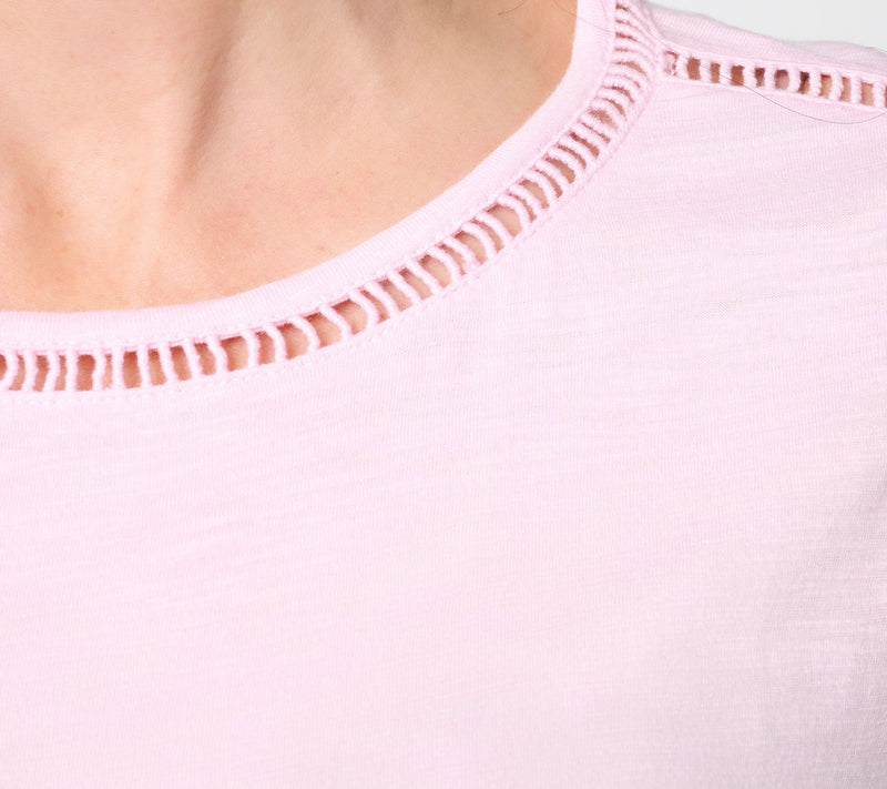 BEAUTIFUL by Lawrence Zarian Slub Knit Inset Trim Short Sleeve Tee — View 8