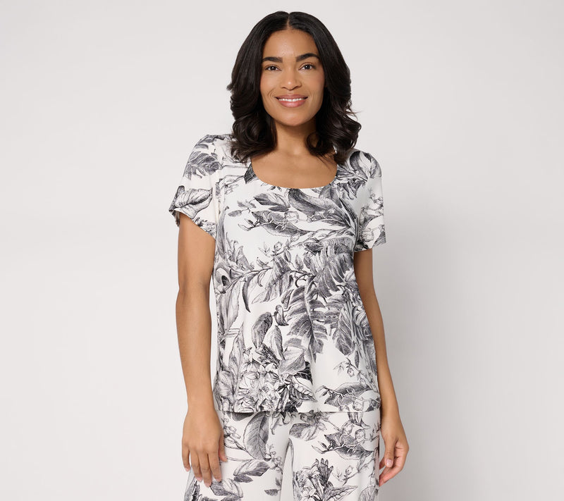 Dennis Basso Printed Italia Knit Short Sleeve Top — View 12