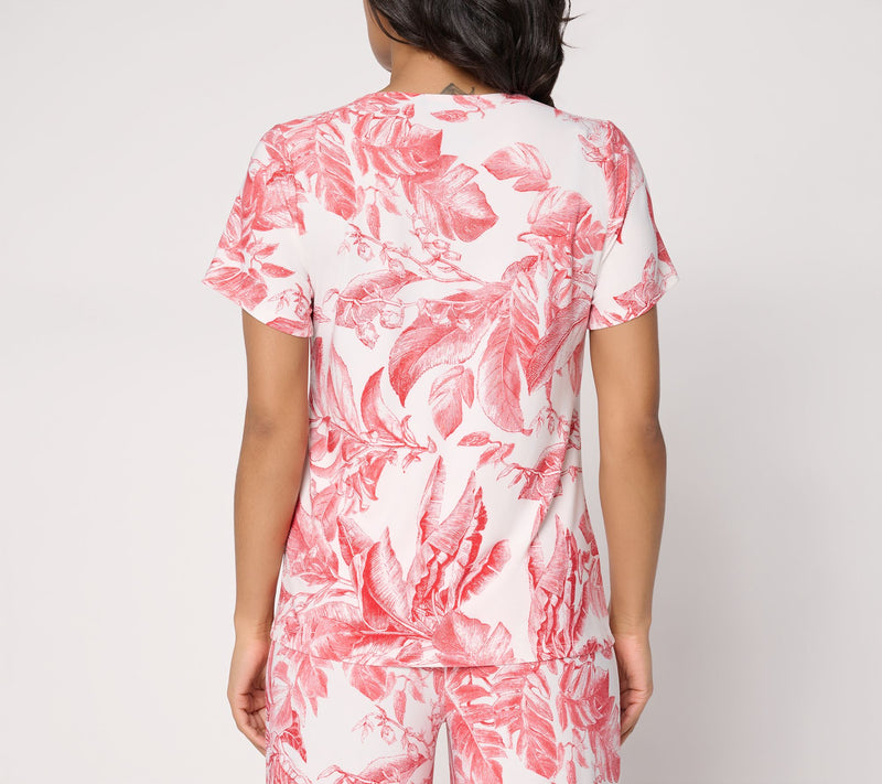Dennis Basso Printed Italia Knit Short Sleeve Top — View 4