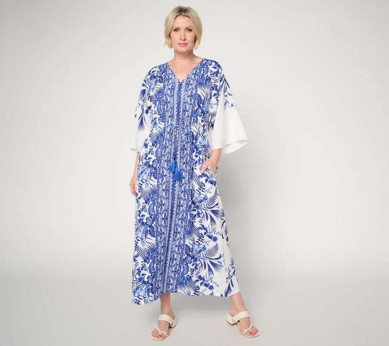 Dennis Basso Petite Printed Kaftan Dress — View 13