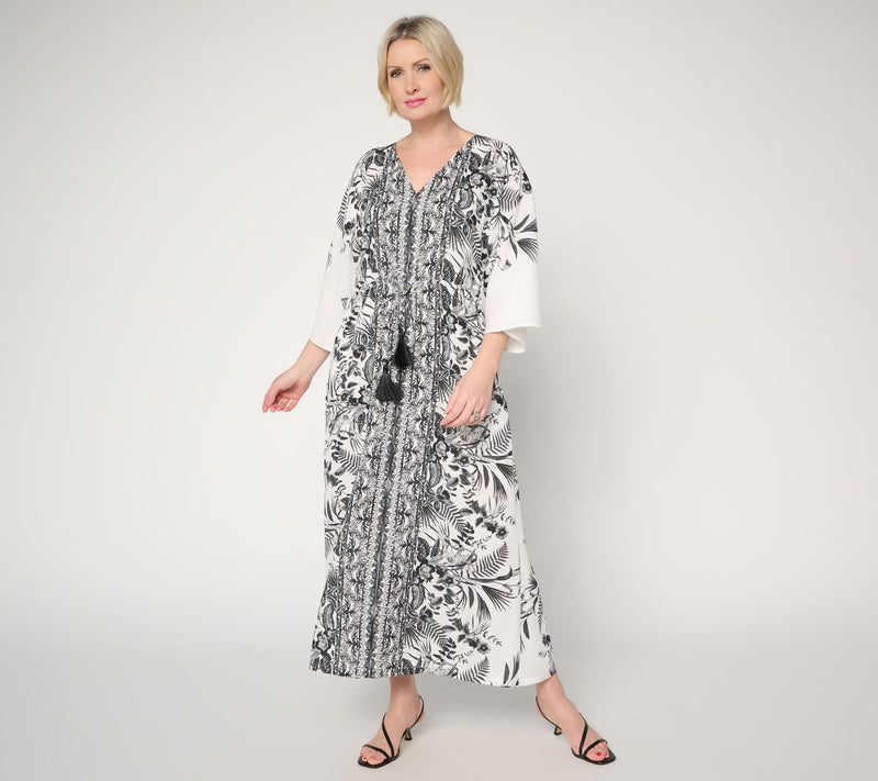 Dennis Basso Petite Printed Kaftan Dress — View 14