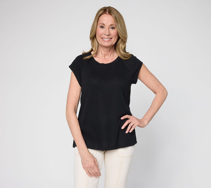 Dennis Basso Foil Print Top with Raglan Sleeves — View 10