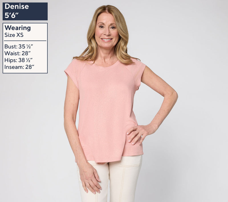 Dennis Basso Foil Print Top with Raglan Sleeves — View 2