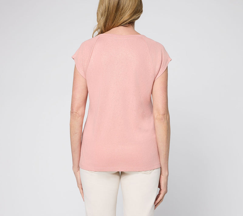 Dennis Basso Foil Print Top with Raglan Sleeves — View 3