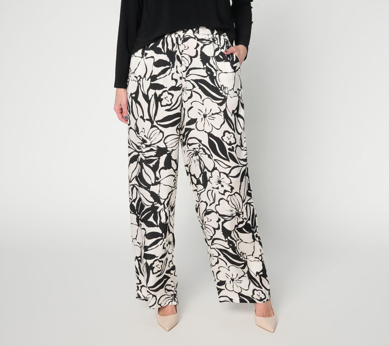 Dennis Basso Petite Printed Wide Leg Pull-On Pant — View 12