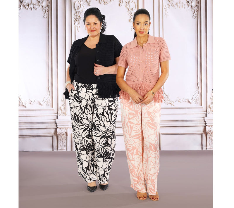 Dennis Basso Petite Printed Wide Leg Pull-On Pant — View 7