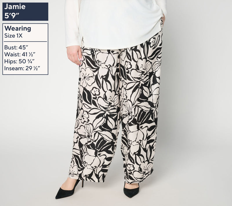 Dennis Basso Petite Printed Wide Leg Pull-On Pant — View 2