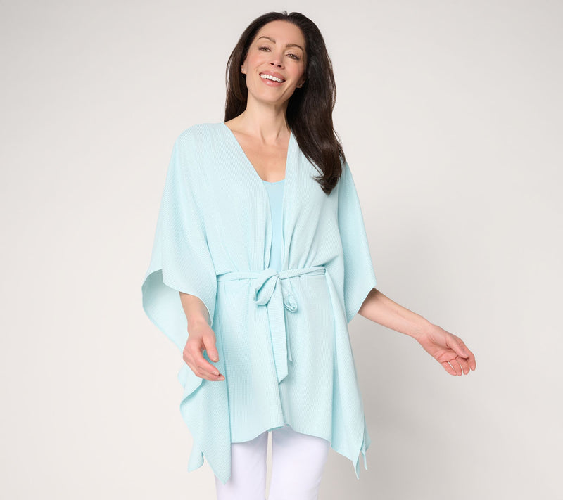 Dennis Basso Regular Ribbed Open Front Scarf Top — Main view