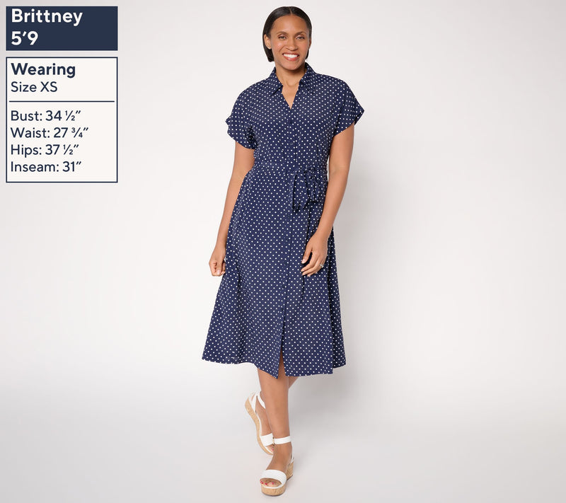 Dennis Basso Petite Printed Button Front Shirt Dress — View 3