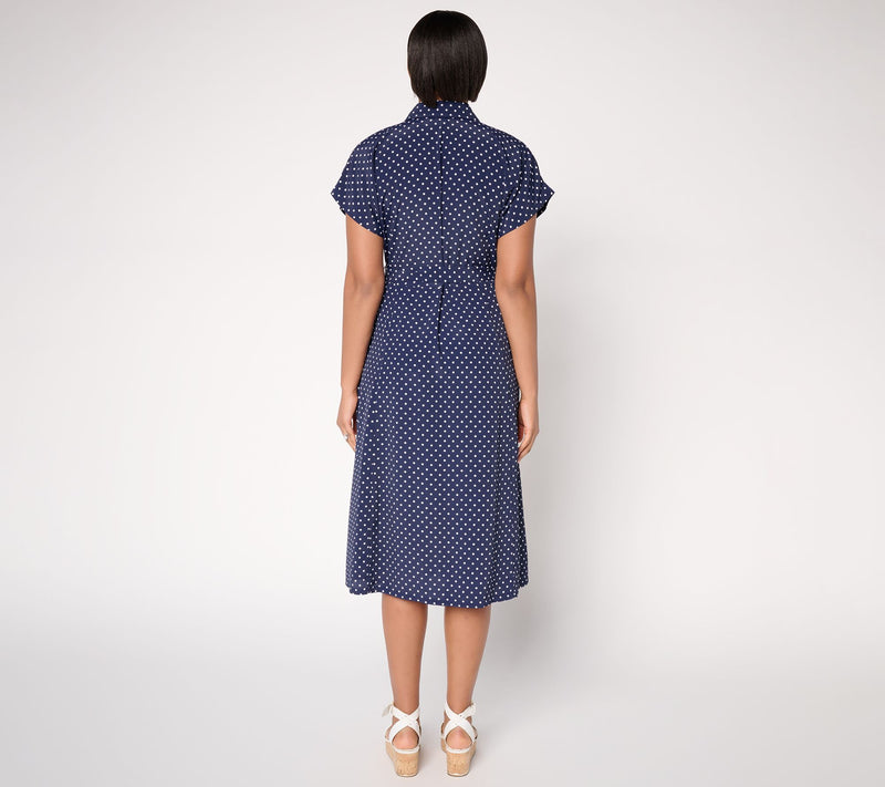 Dennis Basso Petite Printed Button Front Shirt Dress — View 4