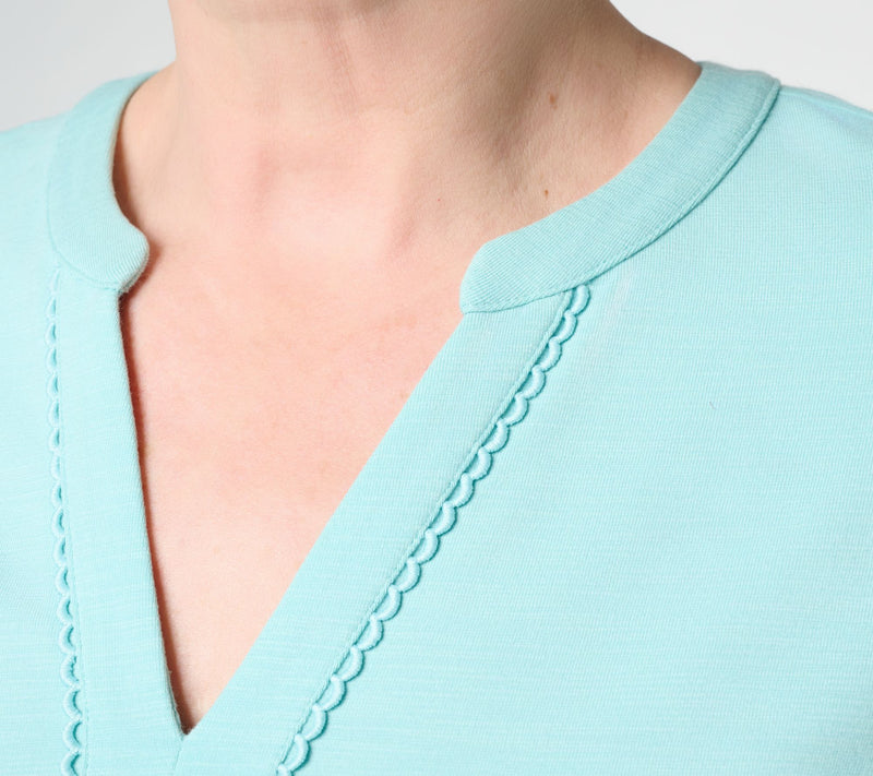 Joan Rivers Regular Cotton Modal Scallop V-Neck Midi Dress — View 6