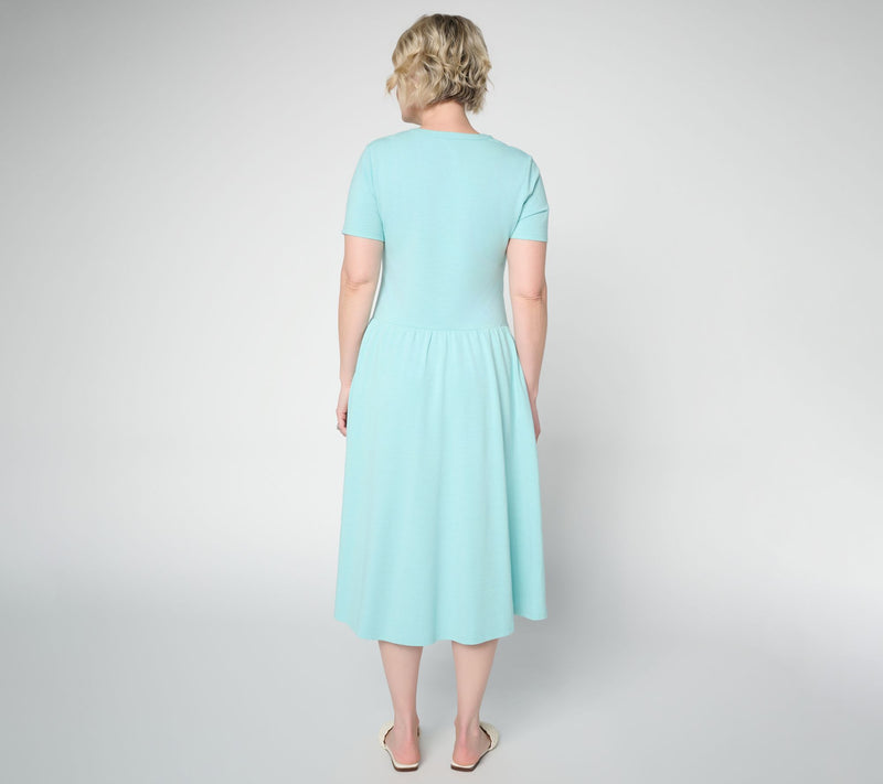 Joan Rivers Regular Cotton Modal Scallop V-Neck Midi Dress — View 4