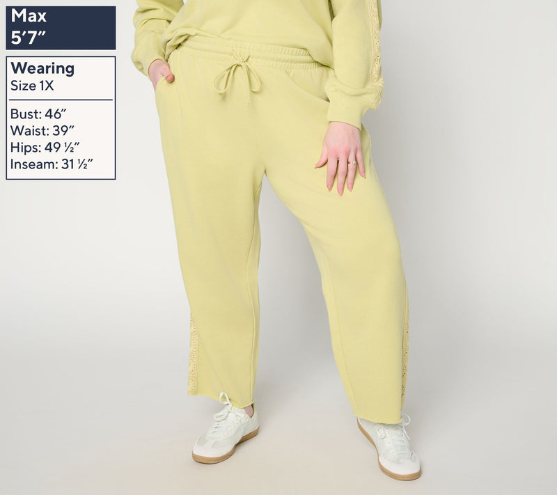 Peace Love World Boheme Petite Cropped Pants with Crochet Trim — View 6