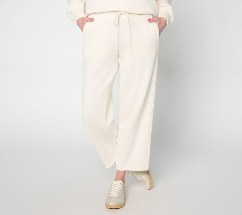 Peace Love World Boheme Petite Cropped Pants with Crochet Trim — View 14