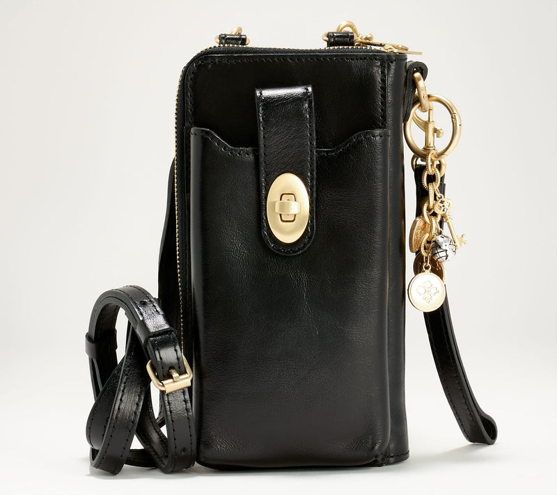 "As Is" Patricia Nash Amalia Leather Phone Crossbody with Charm — View 16