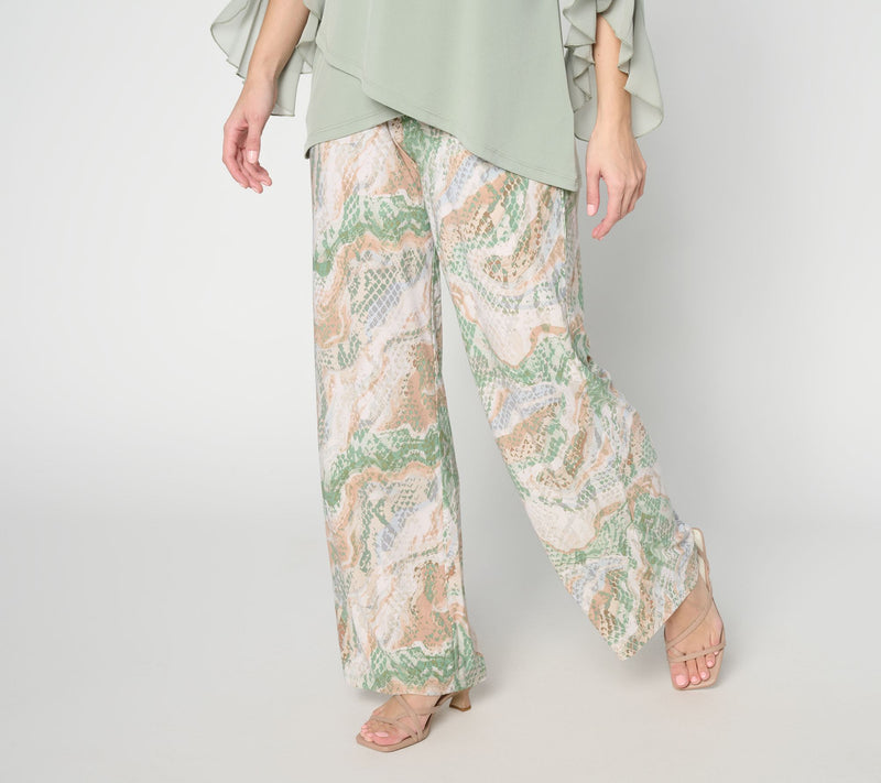 Attitudes by Renee Regular Printed Como Jersey Wide Leg Cabana Pant — View 14