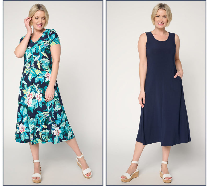 Attitudes by Renee Regular Pack of 2 Como Jersey Midi Dresses — View 15