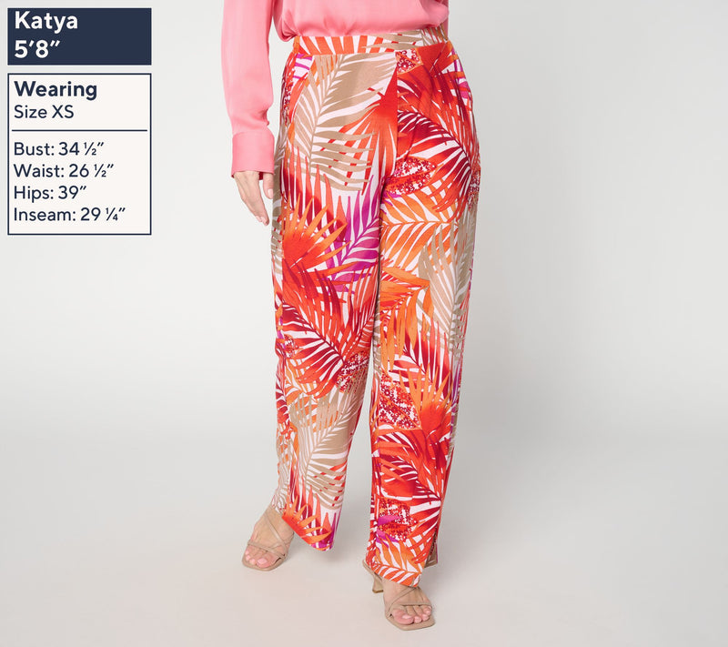 Attitudes by Renee Tall Printed Como Jersey Wide Leg Cabana Pant — View 3
