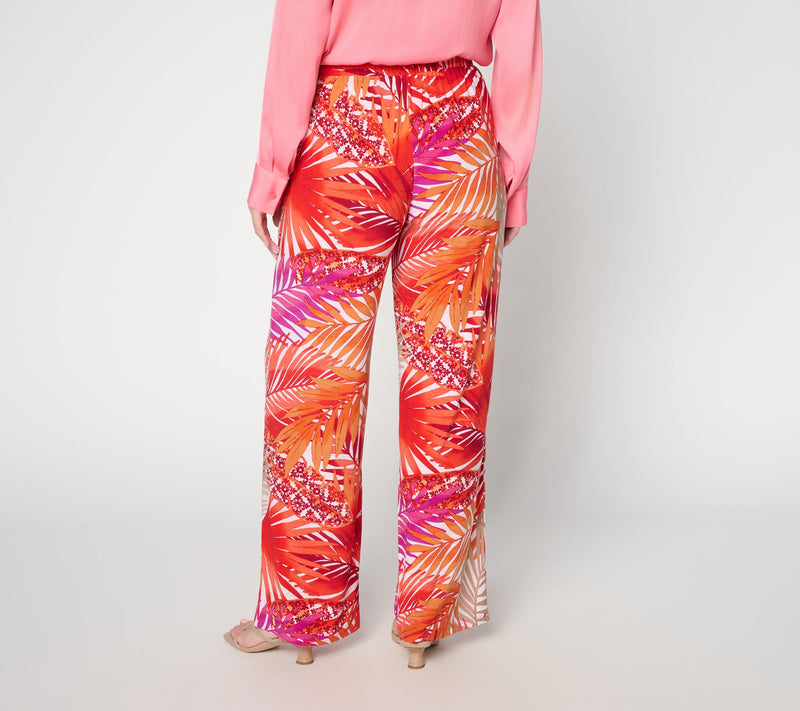 Attitudes by Renee Tall Printed Como Jersey Wide Leg Cabana Pant — View 4