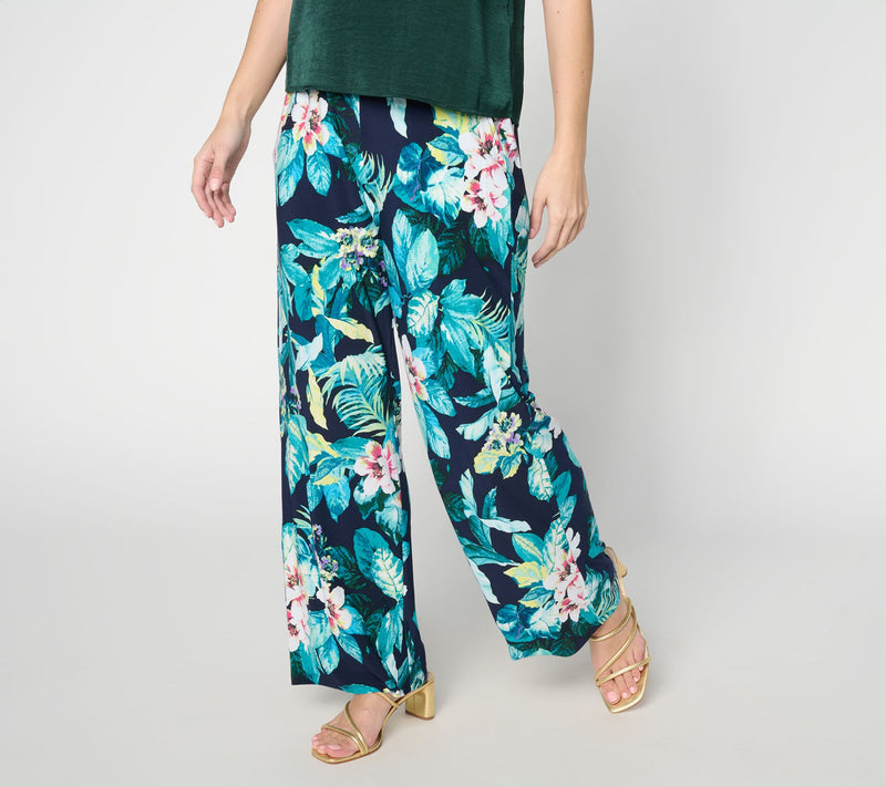 Attitudes by Renee Tall Printed Como Jersey Wide Leg Cabana Pant — View 16