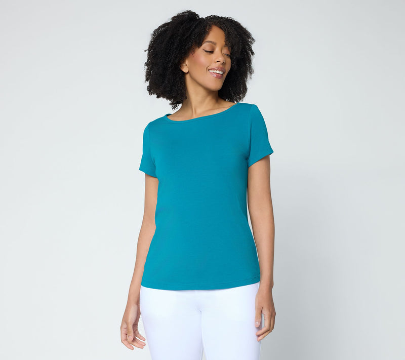 Attitudes by Renee Washed Cotton Jersey Bow Back Top — Main view