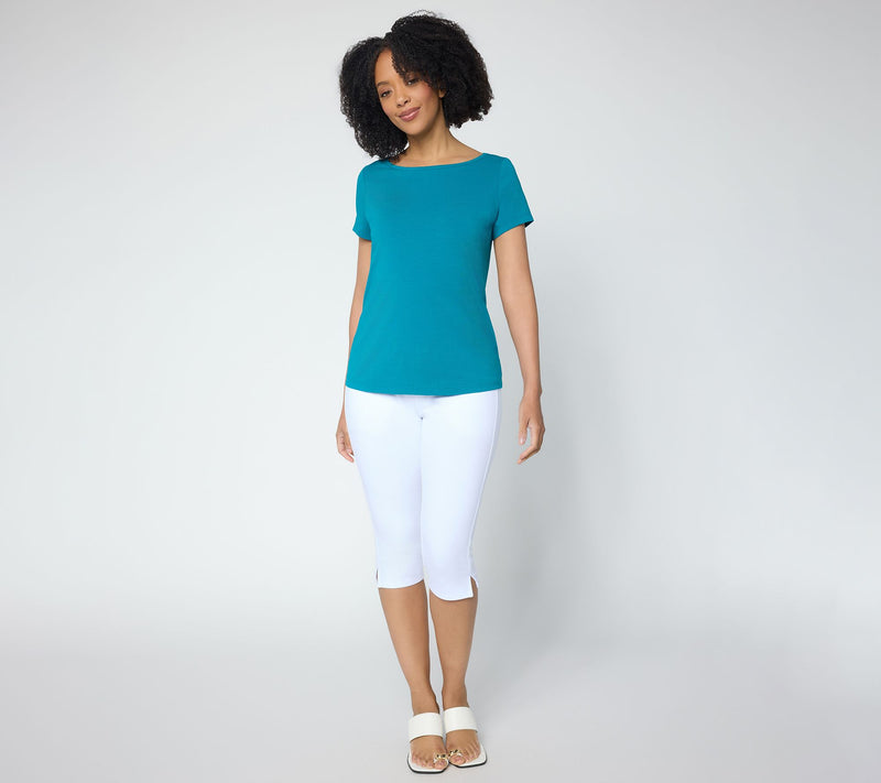 Attitudes by Renee Washed Cotton Jersey Bow Back Top — View 5