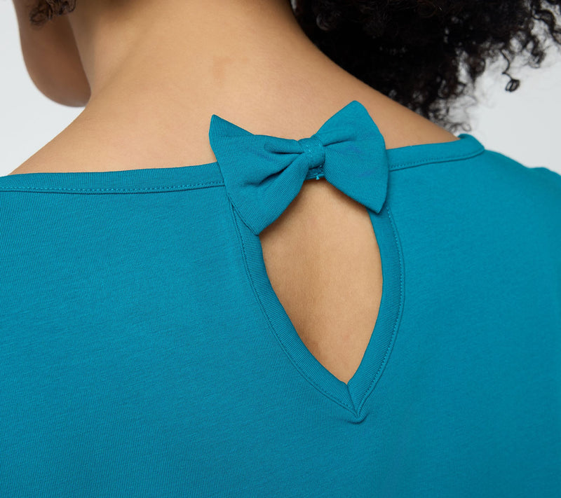 Attitudes by Renee Washed Cotton Jersey Bow Back Top — View 6
