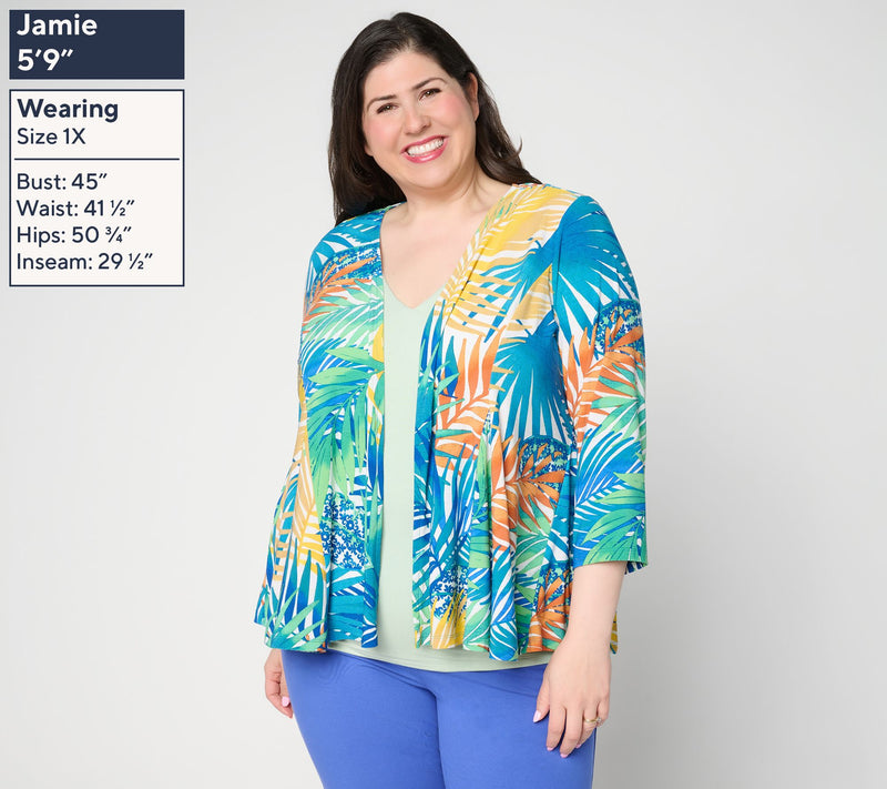 Attitudes by Renee Printed Como Jersey Topper — View 2