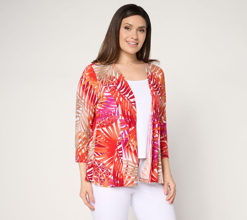 Attitudes by Renee Printed Como Jersey Topper — View 16