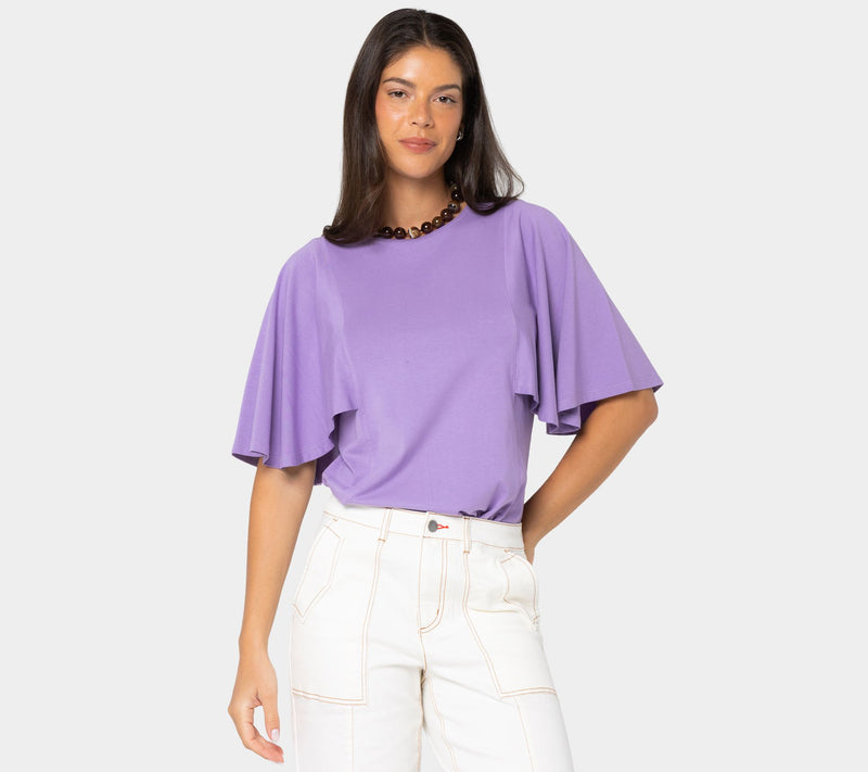 Peace Love World Boheme Crew Neck Futter Sleeve Top — View 3