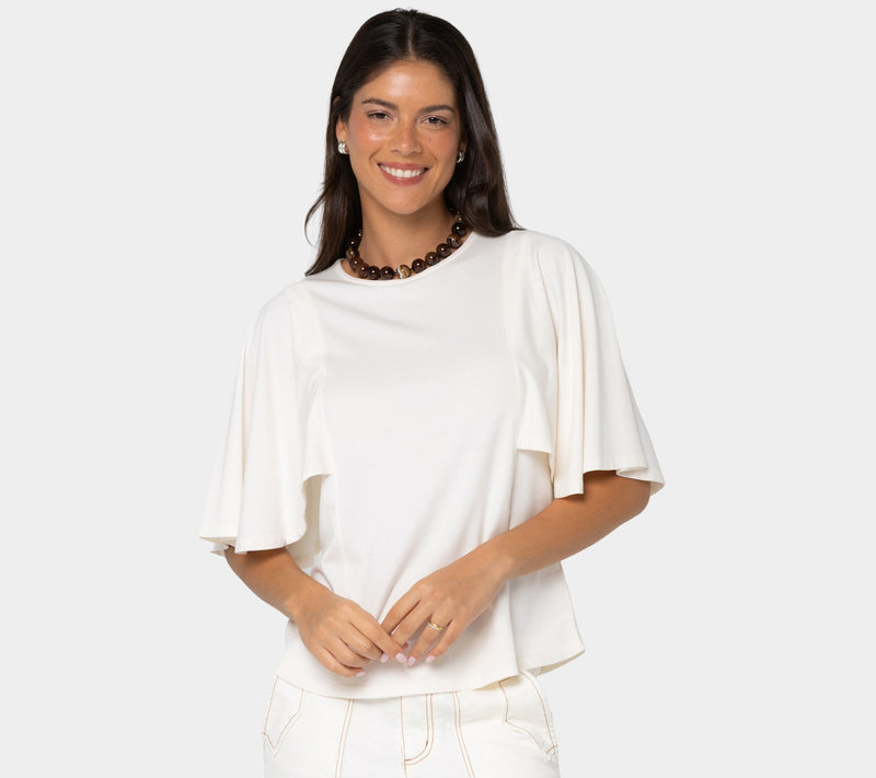 Peace Love World Boheme Crew Neck Futter Sleeve Top — View 9