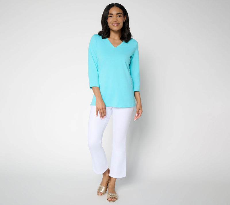 Belle by Kim Gravel Primabelle Knit Victory V-Neck Top — View 7