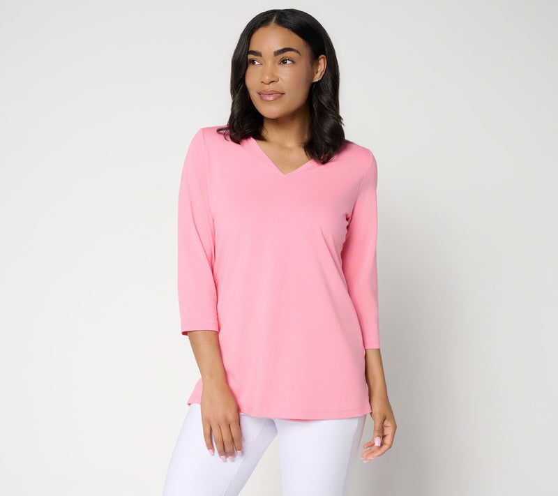 Belle by Kim Gravel Primabelle Knit Victory V-Neck Top — View 25