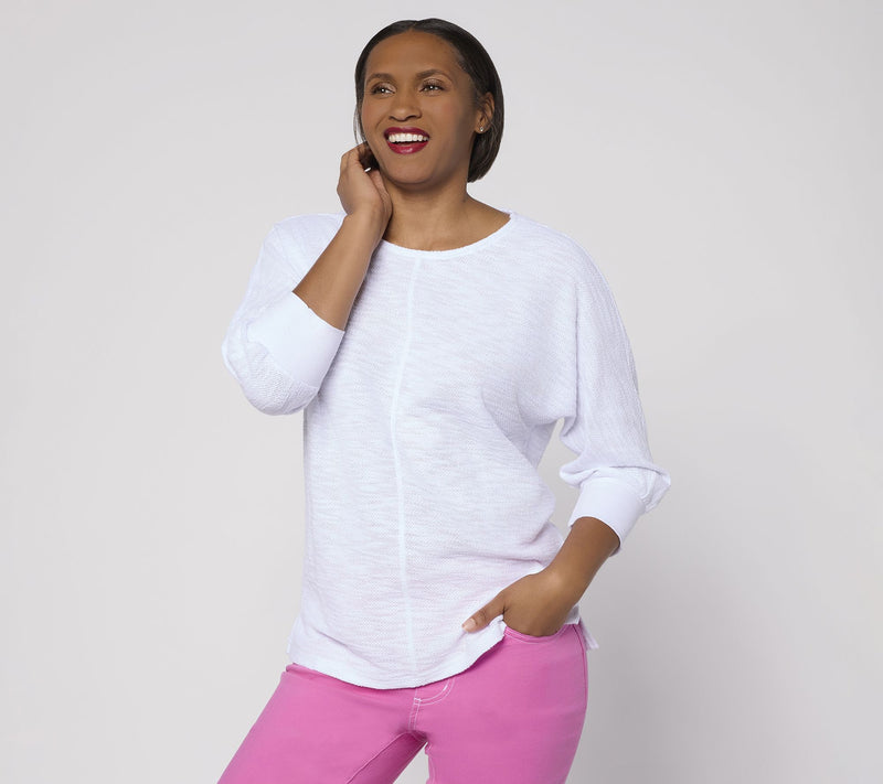Belle by Kim Gravel Sweatshirt Slub 3/4 Sleeve Slouchy Top — View 13
