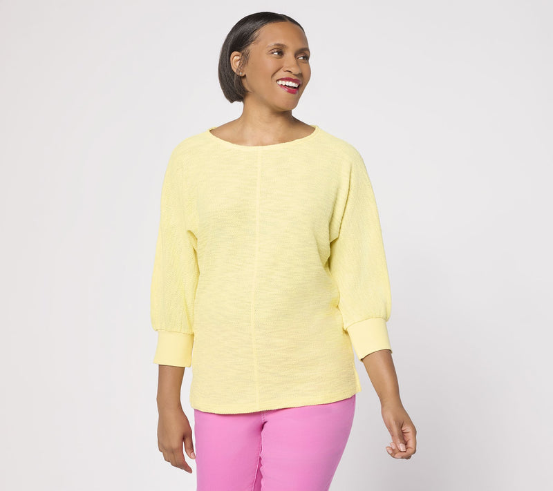 Belle by Kim Gravel Sweatshirt Slub 3/4 Sleeve Slouchy Top — View 15